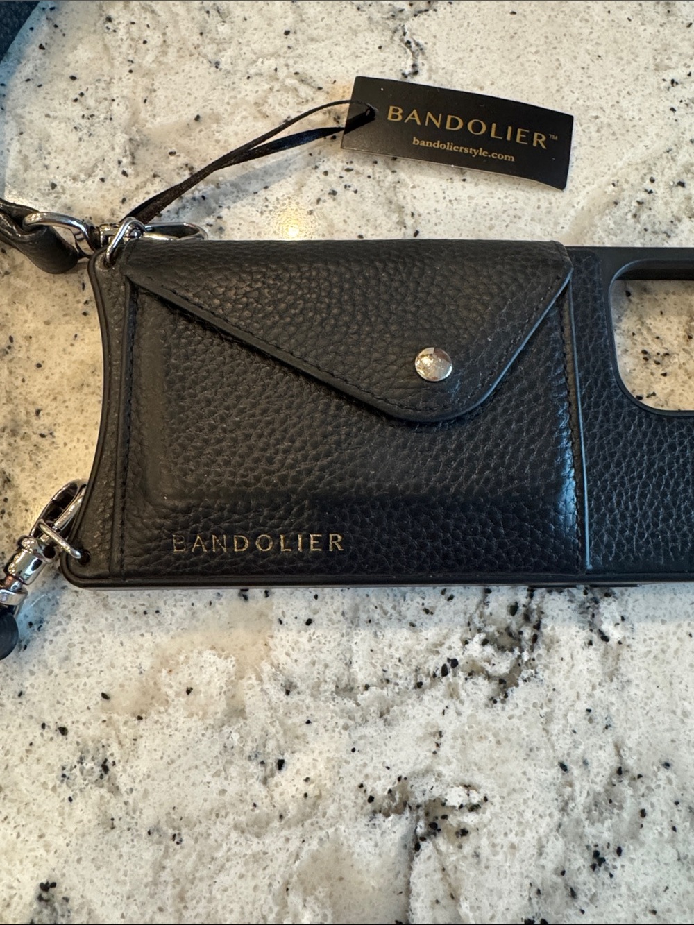 Bandolier Hailey black Crossbody Phone Case Silver Hardware iPhone 15 Pro Max